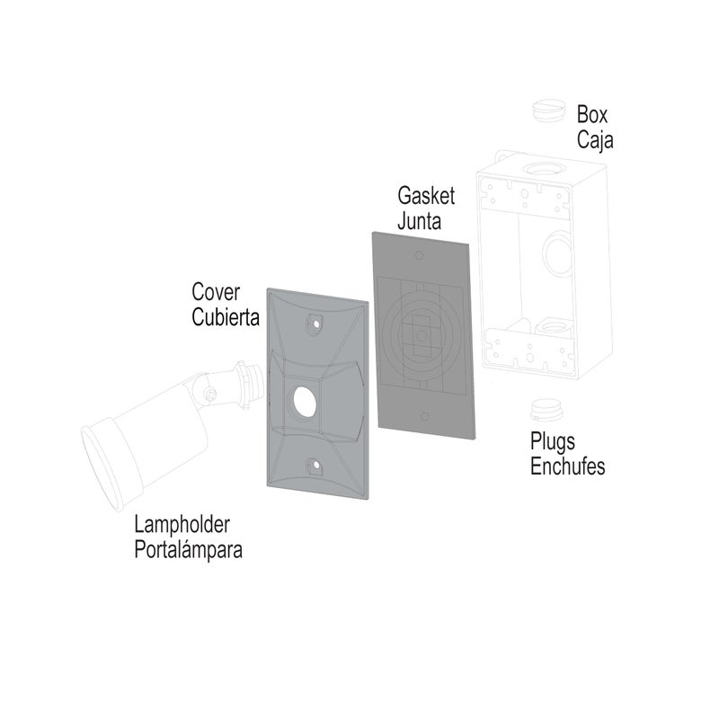 Sigma Electric 14371 1/2-inch 1 Hole 1-Gang Rectangular Lamp Holder Cover, Grey , Gray - Image 3